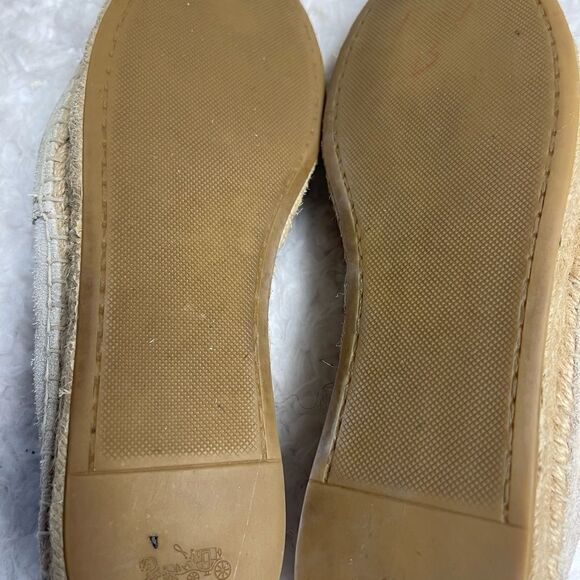 Coach Rae leather suede Beige Slip On Espadrilles Shoes front bow accent SZ8B - Picture 10 of 12